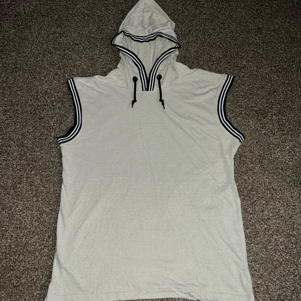 Faze 1 Grey Black White Striped Trim Hoodie Tank Top